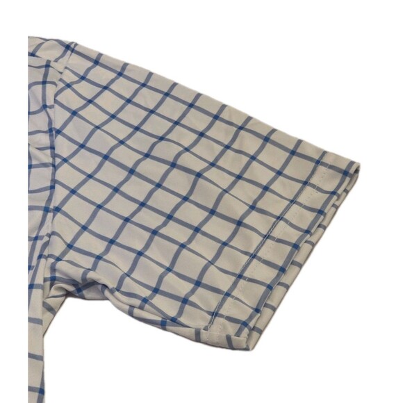 NWOT Collars & Co Mens M Dress Collar Polo Shirt Blue Grid Check Windowpane - Picture 4 of 7